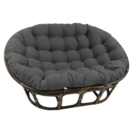 International Caravan 63 x 45 in. Rattan Double Papasan Chair with Twill Cushion, Grey 3304-TW-GY